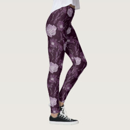 Paarse bloemenglitterpatroon leggings