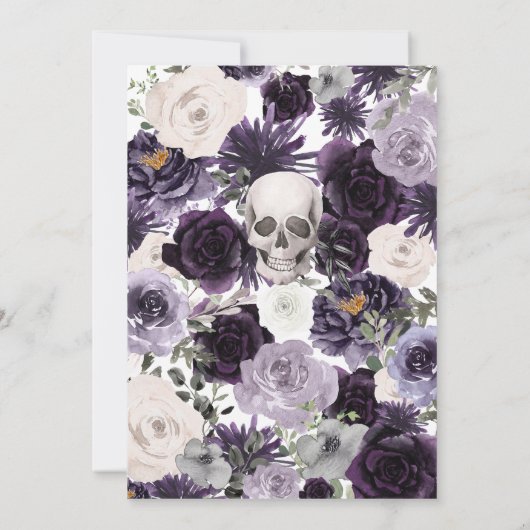 Paarse bloemengotisch Baby shower Kaart (Achterkant)