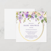 Paarse bloemengouden accenten neutraal Baby shower Kaart (Voorkant / Achterkant)