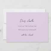 Paarse bloemengroen bruidsmeisje voorstel Kaart (Achterkant)