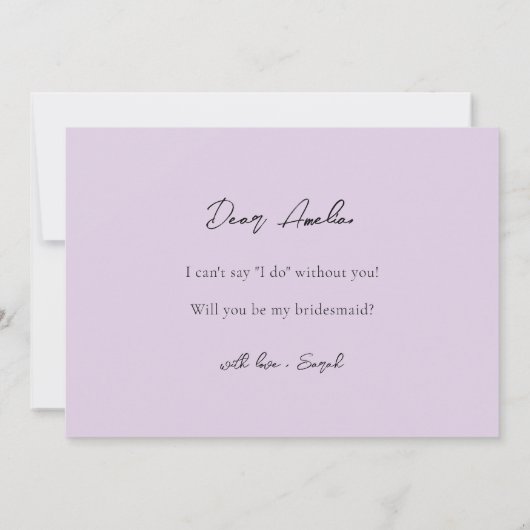 Paarse bloemengroen bruidsmeisje voorstel Kaart (Achterkant)