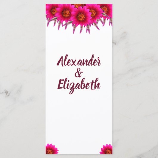 Paarse Bloemengroen Bruiloft Receptie Menu (Achterkant)