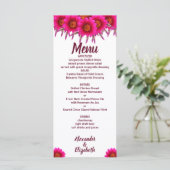 Paarse Bloemengroen Bruiloft Receptie Menu (Staand voorkant)