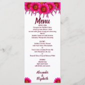 Paarse Bloemengroen Bruiloft Receptie Menu (Voorkant)