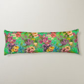 paarse bloemengroen patroon lichaamskussen (Achterkant)