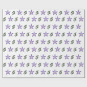 Paarse bloemengroene bladeren Boho Cadeaupapier (Vlak)