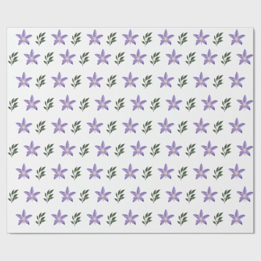  Paarse bloemengroene bladeren Boho Cadeaupapier (Vlak)