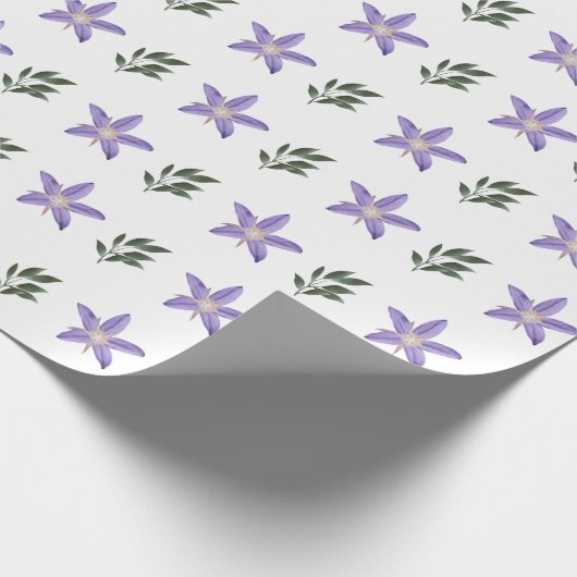  Paarse bloemengroene bladeren Boho Cadeaupapier (Hoek)