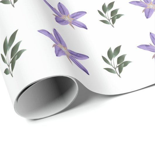  Paarse bloemengroene bladeren Boho Cadeaupapier (Rol Hoek)