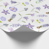  Paarse bloemengroene bladeren Boho Cadeaupapier (Hoek)