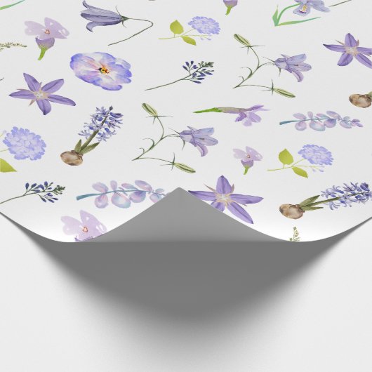  Paarse bloemengroene bladeren Boho Cadeaupapier (Hoek)