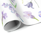 Paarse bloemengroene bladeren Boho Cadeaupapier (Rol Hoek)