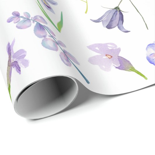  Paarse bloemengroene bladeren Boho Cadeaupapier (Rol Hoek)