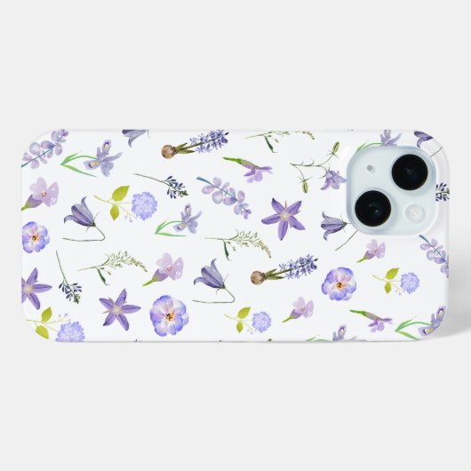 Paarse bloemengroene bladeren Boho Case-Mate iPhone Case (Achterkant (horizontaal))