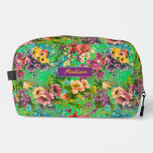  paarse bloemengroene patroonmonogram