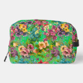 paarse bloemengroene patroonmonogram toilettasje (Achterkant)