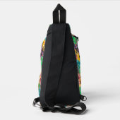  paarse bloemengroene patroonprint sling bag (Achterkant)