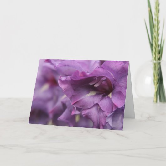 Paarse bloemengroetkaart aankondiging (Voorkant)