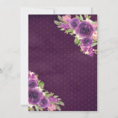 Paarse bloemenjurk Butterfly Gold Quinceanera Kaart (Achterkant)