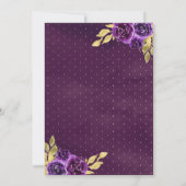 Paarse bloemenjurk Charro Gold Quinceanera Kaart (Achterkant)