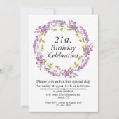 Paarse bloemenkrans Boho  21st Kaart (Voorkant)