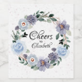 Paarse bloemenkrans Bruidsjurk Shower Wijn Etiket (Enkel label)