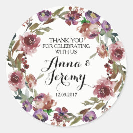 Paarse bloemenkrans bruiloft Sticker