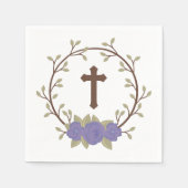 Paarse bloemenkrans kruisdoop doop doop doop servet (Voorkant)