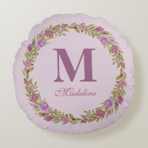 Paarse bloemenkrans monogramme meisjes nursery 