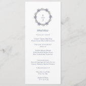 Paarse bloemenkranstrouwkaart met monogram menu (Voorkant)