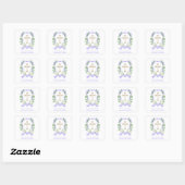 Paarse Bloemenkroon Doop Retouradres Vierkante Sticker (Vel)