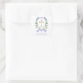 Paarse Bloemenkroon Doop Retouradres Vierkante Sticker (Tas)