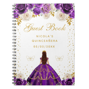 Paarse Bloemenkroon Prinses Quinceañera Notitieboek
