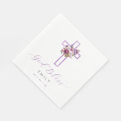 Paarse Bloemenkruis Baby God zegene doop Servet (Hoek)