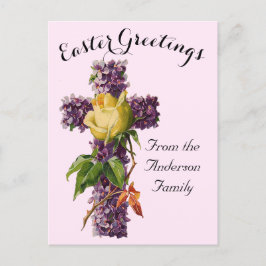 Paarse Bloemenkruis  Paasreligieus Briefkaart