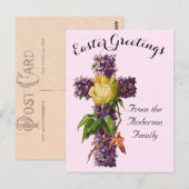 Paarse Bloemenkruis  Paasreligieus Briefkaart (Voorkant / Achterkant)
