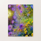 Paarse Bloemenkunst Gemakkelijke Hersenen Kunst Pu Legpuzzel (Verticaal)