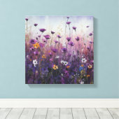 Paarse Bloemenkunst Landschapsontwerp Canvas Afdruk (Insitu (Houten vloer))
