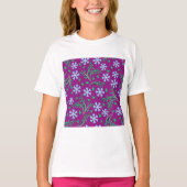 Paarse Bloemenkunst Meisjes T-shirt (Voorkant)