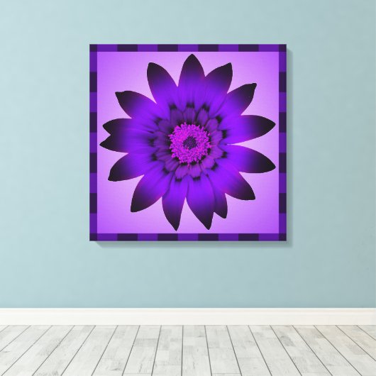 Paarse bloemenkunst - omcirkeld canvas (Insitu (Houten vloer))