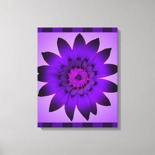 Paarse bloemenkunst - omcirkeld canvas afdruk (Voorkant)