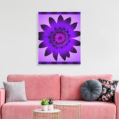 Paarse bloemenkunst - omcirkeld canvas afdruk (Insitu (Woonkamer))