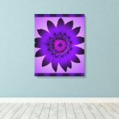 Paarse bloemenkunst - omcirkeld canvas afdruk (Insitu (Houten vloer))