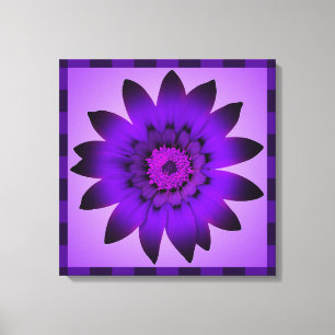Paarse bloemenkunst - omcirkeld canvas afdruk