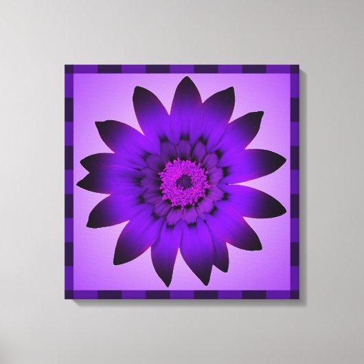 Paarse bloemenkunst - omcirkeld canvas afdruk (Voorkant)