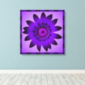 Paarse bloemenkunst - omcirkeld canvas afdruk (Insitu (Houten vloer))