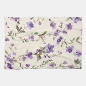  paarse bloemenlavendel theedoek (Horizontaal)