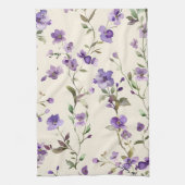  paarse bloemenlavendel theedoek (Verticaal)