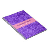 Paarse bloemenleder design suede look notitieboek (Rechterzijde)