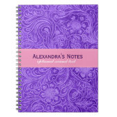 Paarse bloemenleder design suede look notitieboek (Voorkant)